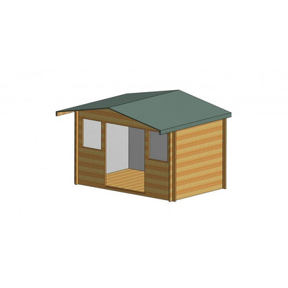 Shire Clipstone 11' 9" x 7' 10" Apex Log Cabin - Premium 44mm Cladding Tongue & Groove