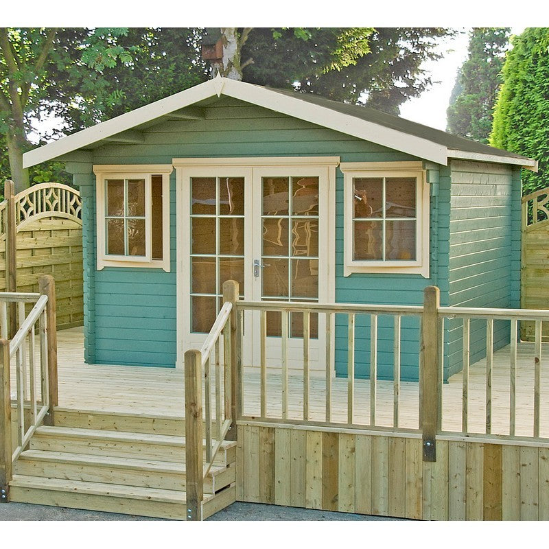 Shire Clipstone 11' 9" x 11' 9" Apex Log Cabin - Premium 34mm Cladding Tongue & Groove