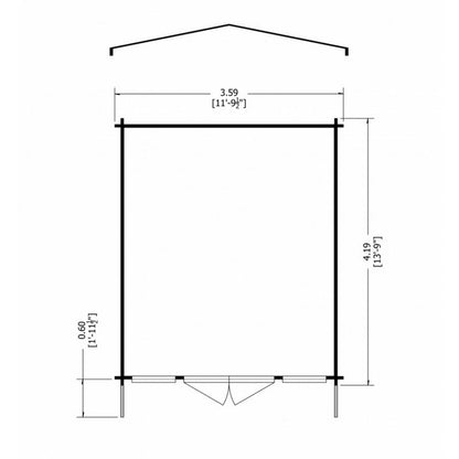 Shire Clipstone 11' 9" x 13' 8" Apex Log Cabin - Premium 28mm Cladding Tongue & Groove with Assembly