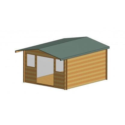 Shire Clipstone 11' 9" x 13' 8" Apex Log Cabin - Premium 44mm Cladding Tongue & Groove