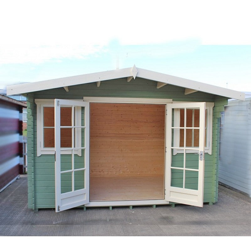 Shire Clipstone 11' 9" x 15' 8" Apex Log Cabin - Premium 28mm Cladding Tongue & Groove with Assembly