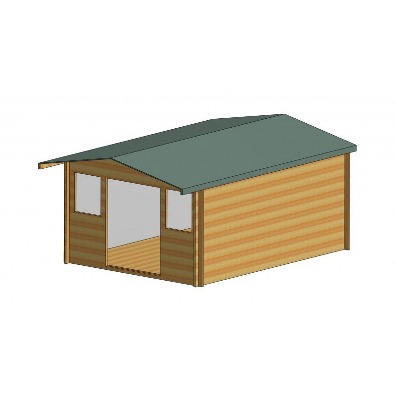 Shire Clipstone 11' 9" x 15' 8" Apex Log Cabin - Premium 34mm Cladding Tongue & Groove