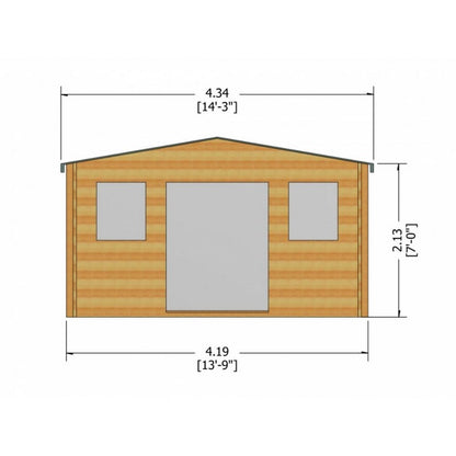 Shire Clipstone 13' 8" x 7' 10" Apex Log Cabin - Premium 28mm Cladding Tongue & Groove