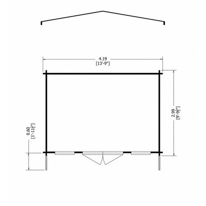 Shire Clipstone 13' 8" x 9' 9" Apex Log Cabin - Premium 28mm Cladding Tongue & Groove with Assembly