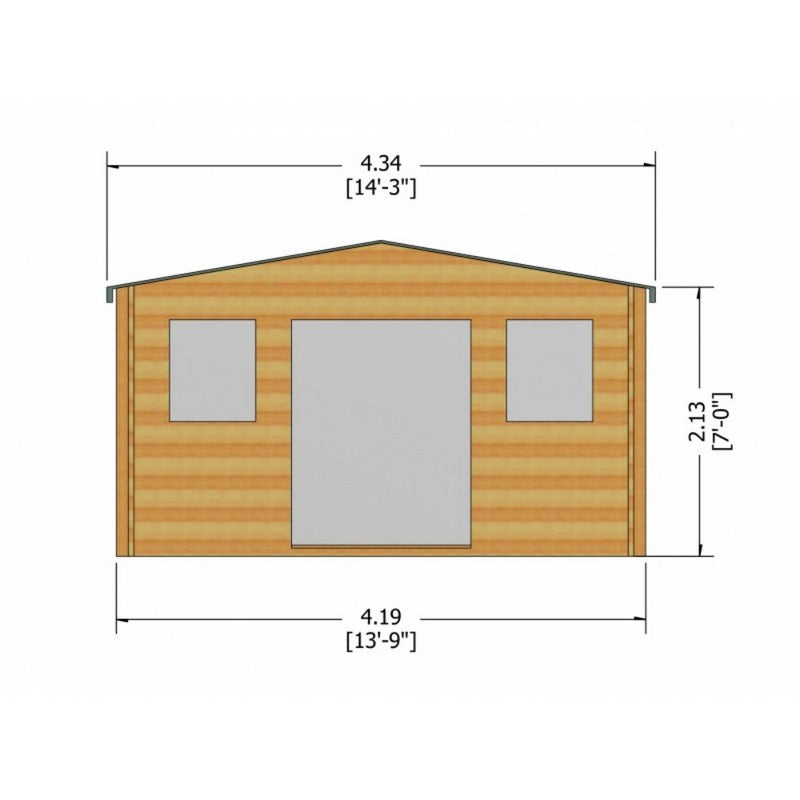 Shire Clipstone 13' 8" x 9' 9" Apex Log Cabin - Premium 28mm Cladding Tongue & Groove