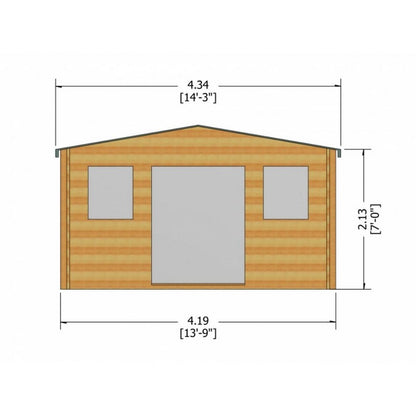 Shire Clipstone 13' 8" x 9' 9" Apex Log Cabin - Premium 28mm Cladding Tongue & Groove with Assembly