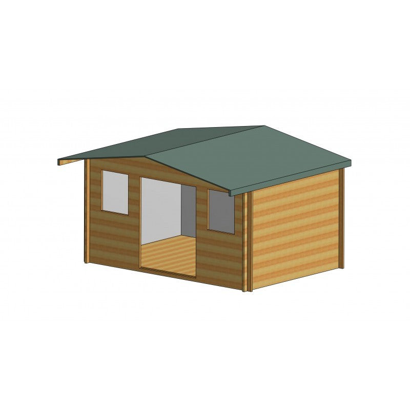 Shire Clipstone 13' 8" x 9' 9" Apex Log Cabin - Premium 70mm Cladding Tongue & Groove