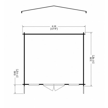 Shire Clipstone 13' 8" x 11' 9" Apex Log Cabin - Premium 28mm Cladding Tongue & Groove with Assembly