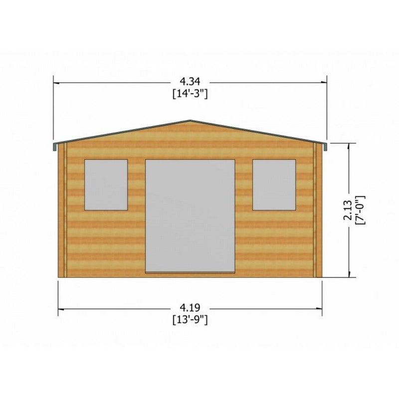 Shire Clipstone 13' 8" x 11' 9" Apex Log Cabin - Premium 28mm Cladding Tongue & Groove