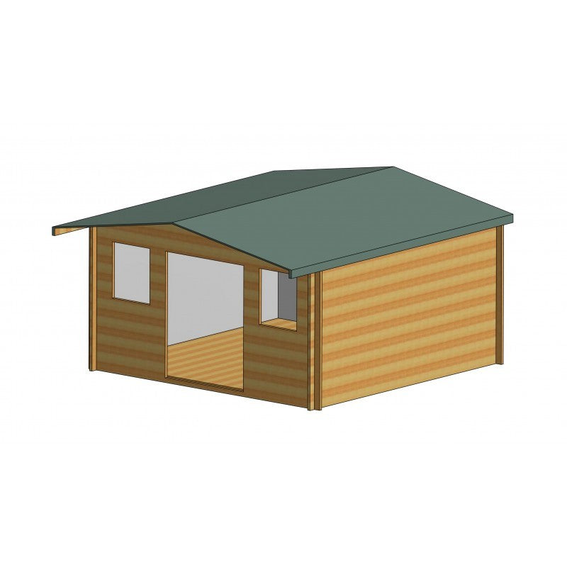 Shire Clipstone 13' 8" x 13' 8" Apex Log Cabin - Premium 34mm Cladding Tongue & Groove