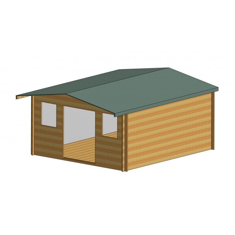 Shire Clipstone 13' 8" x 15' 8" Apex Log Cabin - Premium 44mm Cladding Tongue & Groove