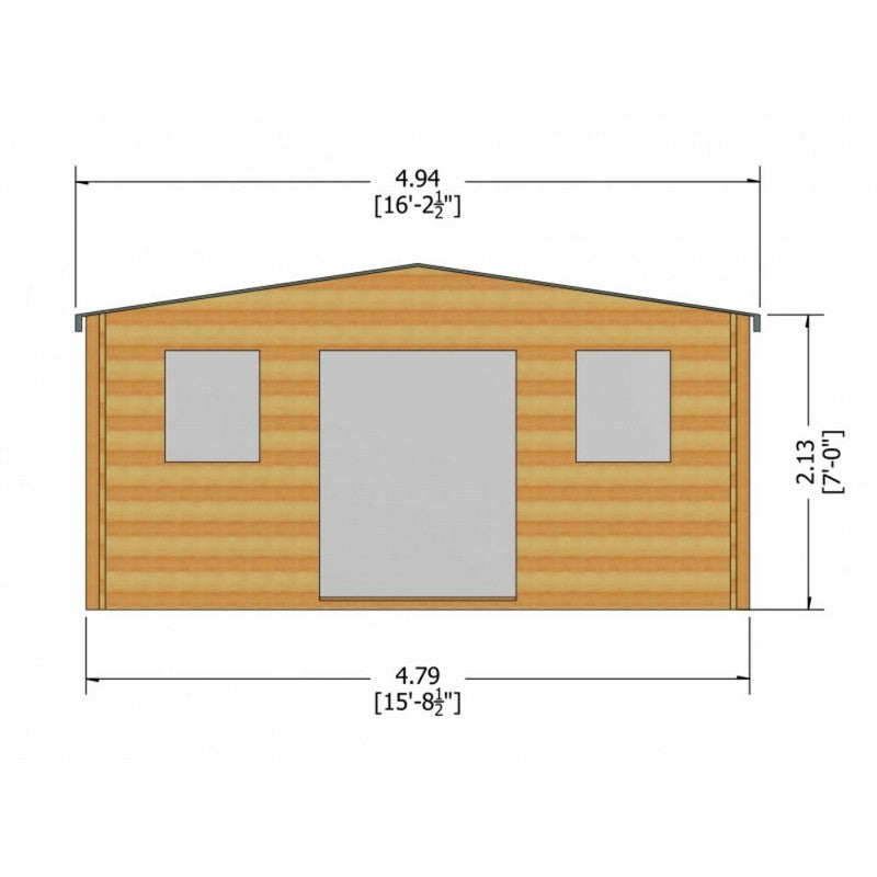 Shire Clipstone 15' 8" x 9' 9" Apex Log Cabin - Premium 28mm Cladding Tongue & Groove