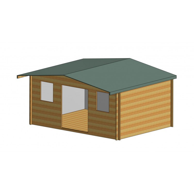 Shire Clipstone 15' 6" x 11' 9" Apex Log Cabin - Premium 70mm Cladding Tongue & Groove