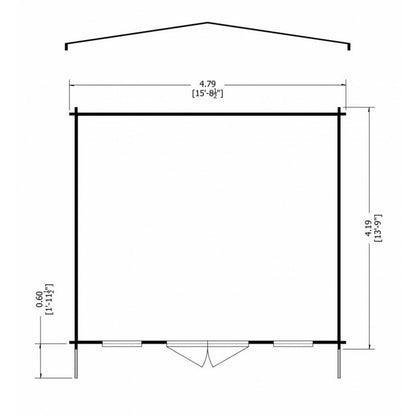 Shire Clipstone 15' 8" x 13' 8" Apex Log Cabin - Premium 28mm Cladding Tongue & Groove with Assembly