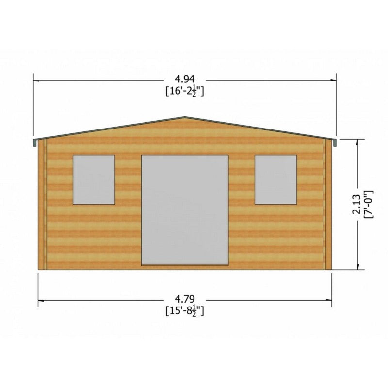 Shire Clipstone 15' 8" x 13' 8" Apex Log Cabin - Premium 28mm Cladding Tongue & Groove