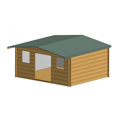 Shire Clipstone 15' 6" x 13' 8" Apex Log Cabin - Premium 44mm Cladding Tongue & Groove