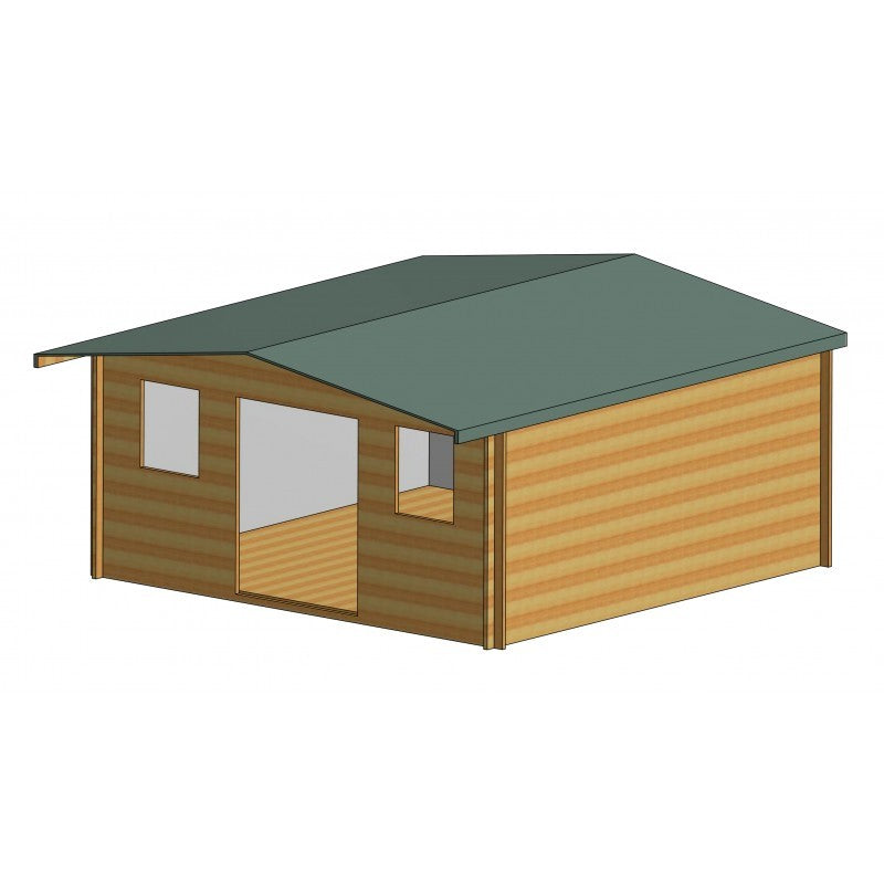 Shire Clipstone 15' 6" x 15' 8" Apex Log Cabin - Premium 34mm Cladding Tongue & Groove