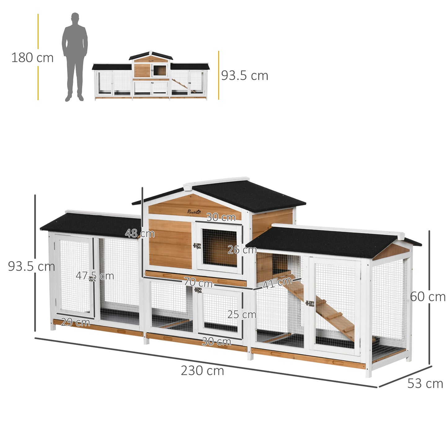 PawHut Rabbit Hutch Outdoor