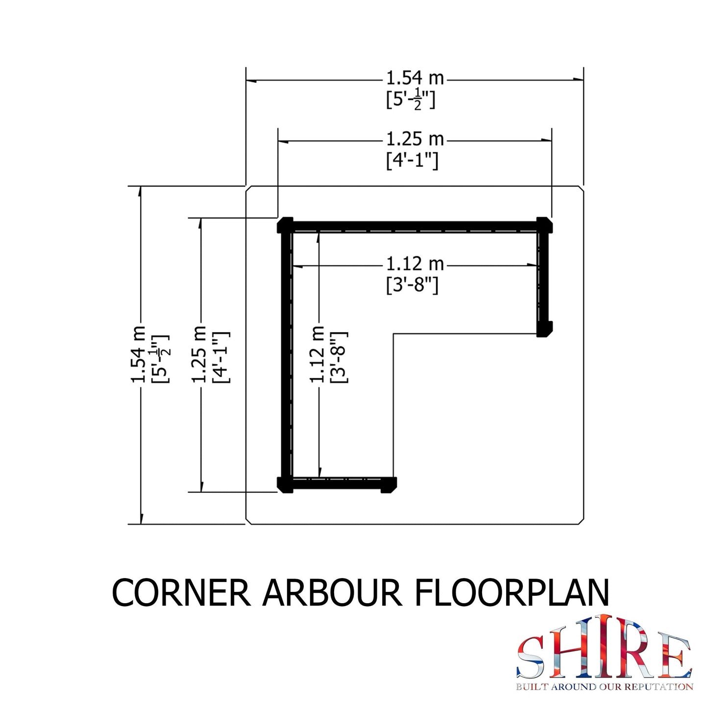 Shire Classic Corner Garden Arbour 4' x 4'