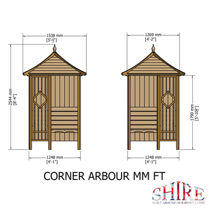 Shire Classic Corner Garden Arbour 4' x 4'