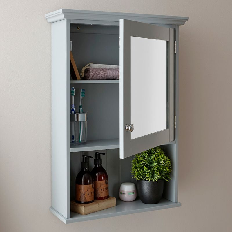 Colonial Bathroom Cabinet Grey 1 Door 3 Shelves