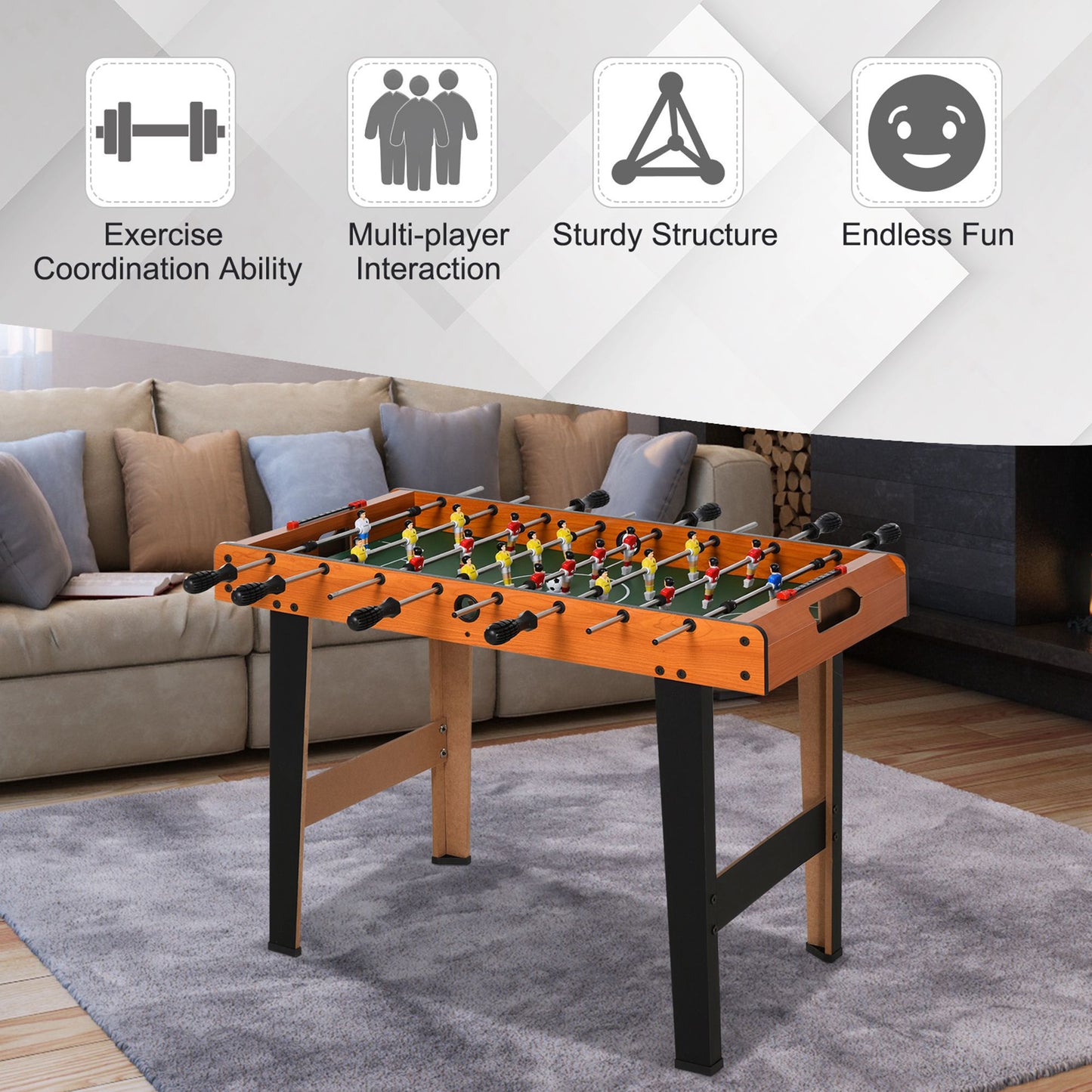 Homcom Foosball Game Table 84.5cm Wood Soccer Arcade Game Room