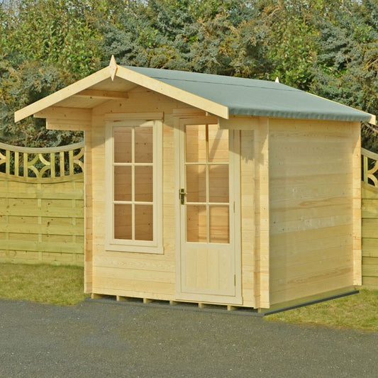 Shire Crinan 7' 4" x 9' 11" Apex Log Cabin - Premium 19mm Cladding Log Clad