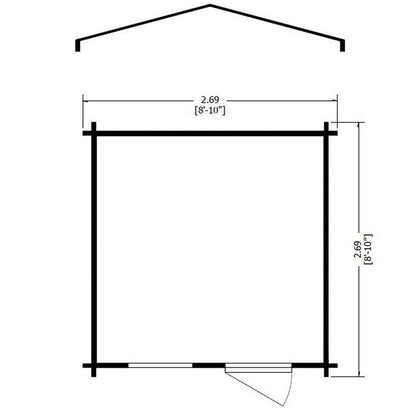 Shire Crinan 9' x 9' Apex Log Cabin - Budget 19mm Cladding Tongue & Groove