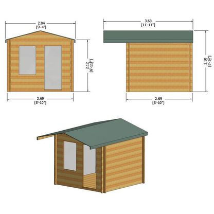 Shire Crinan 9' x 9' Apex Log Cabin - Budget 19mm Cladding Tongue & Groove