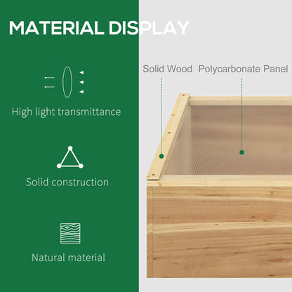 Outsunny Wooden Cold Frame Greenhouse Garden Polycarbonate Grow House with Independent Openable Top Covers for Flowers