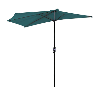 Outsunny 2.7m Balcony Half Parasol 5 Steel Ribs Construction Garden Outdoor Umbrella Green