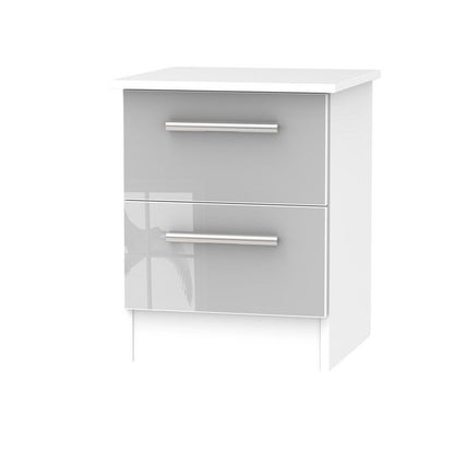 Buxton Slim Bedside Table White & Grey 2 Drawers