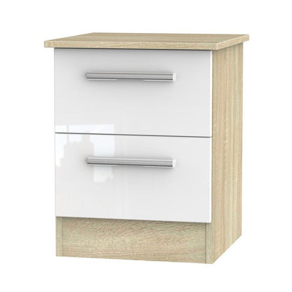 Buxton Slim Bedside Table Natural & White 2 Drawers