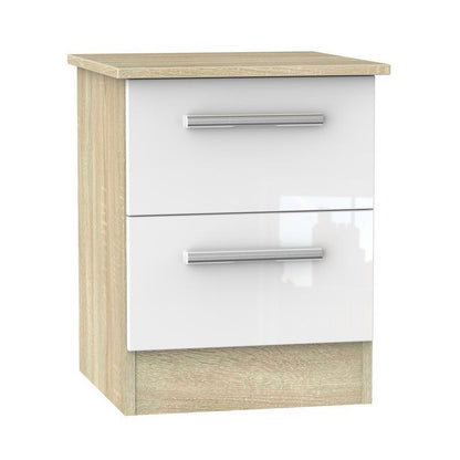 Buxton Slim Bedside Table Natural & White 2 Drawers