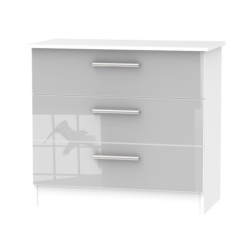 Buxton Chest of Drawers White & Grey 3 Drawers