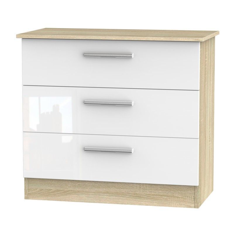 Buxton Chest of Drawers Natural & White 3 Drawers