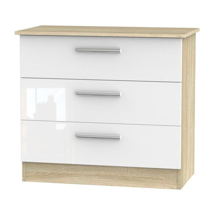 Buxton Chest of Drawers Natural & White 3 Drawers