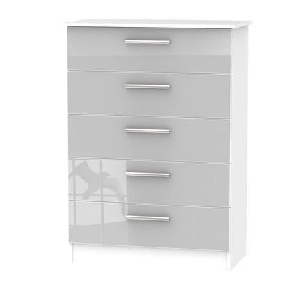 Buxton Tall Chest of Drawers White & Grey 5 Drawers