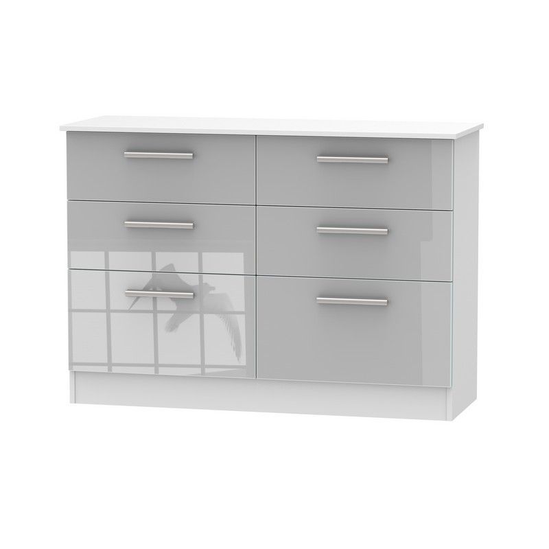 Buxton Large Chest of Drawers White & Grey 6 Drawers