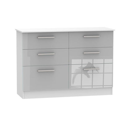 Buxton Large Chest of Drawers White & Grey 6 Drawers