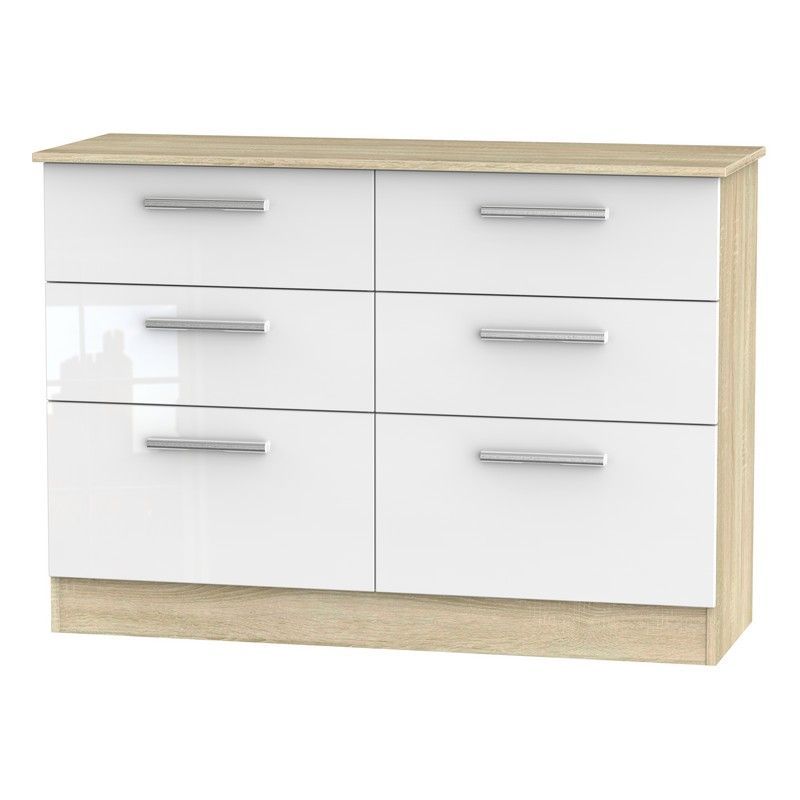 Buxton Large Chest of Drawers Natural & White 6 Drawers