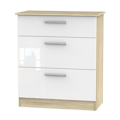 Buxton Chest of Drawers Natural & White 3 Drawers - 88.5cm