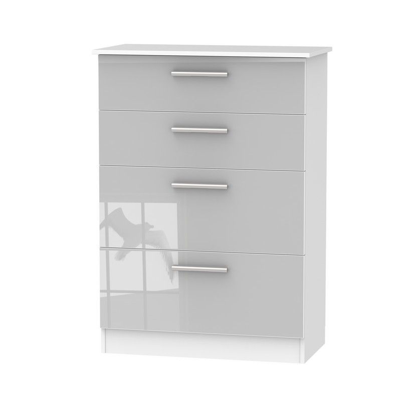 Buxton Tall Chest of Drawers White & Grey 4 Drawers