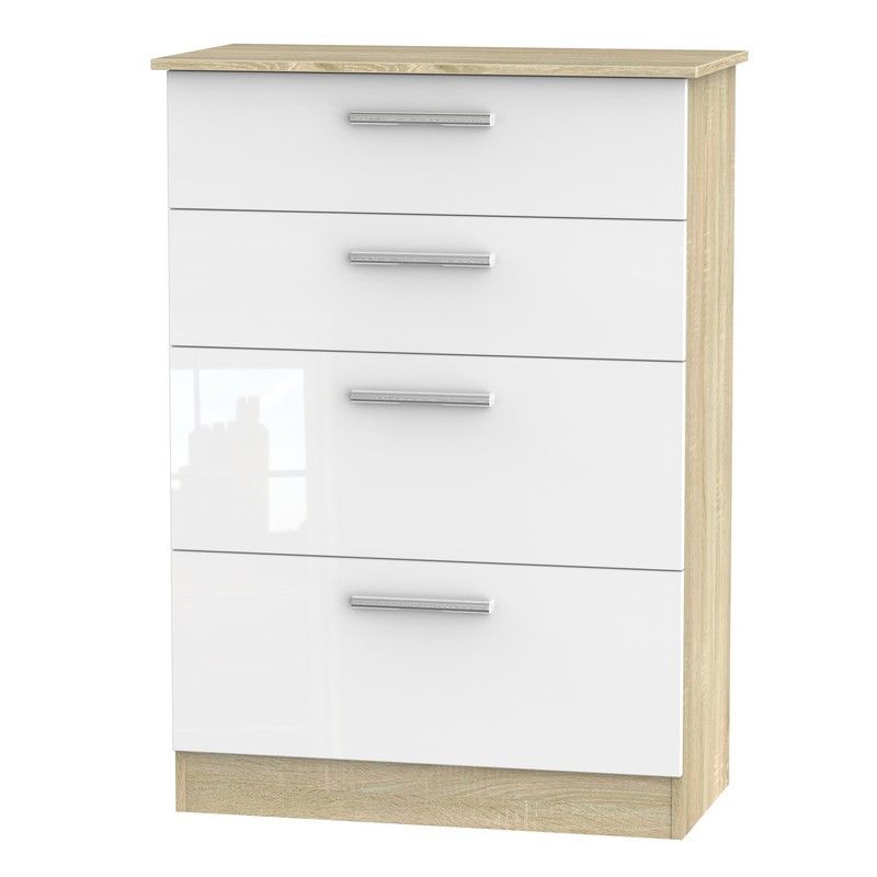 Buxton Tall Chest of Drawers Natural & White 4 Drawers