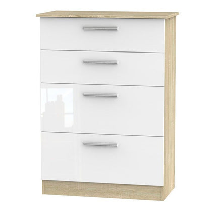 Buxton Tall Chest of Drawers Natural & White 4 Drawers