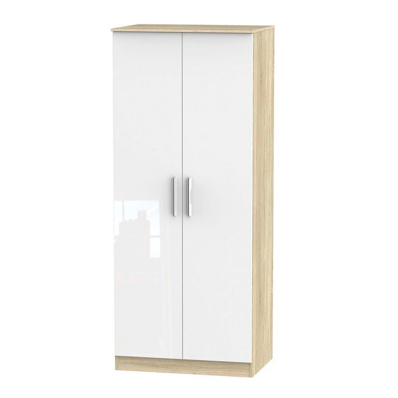 Buxton Tall Wardrobe Natural & White 2 Doors