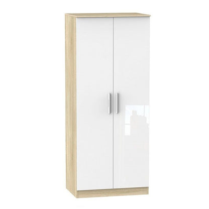 Buxton Tall Wardrobe Natural & White 2 Doors