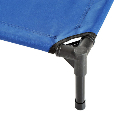 Pawhut Raised Dog Bed Cat Elevated Lifted Portable Camping With Metal Frame Blue (Medium)