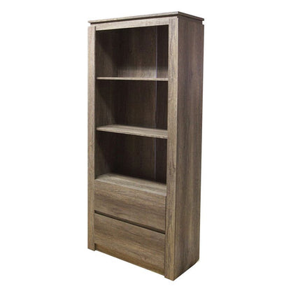 Canyon Tall Bookcase Natural 3 Shelves 2 Drawers