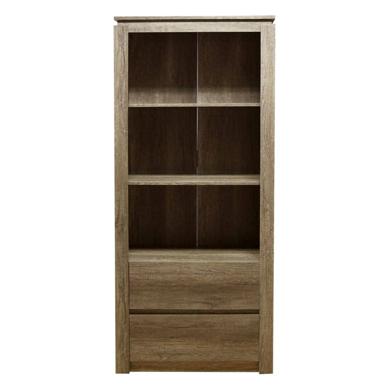 Canyon Tall Bookcase Natural 3 Shelves 2 Drawers